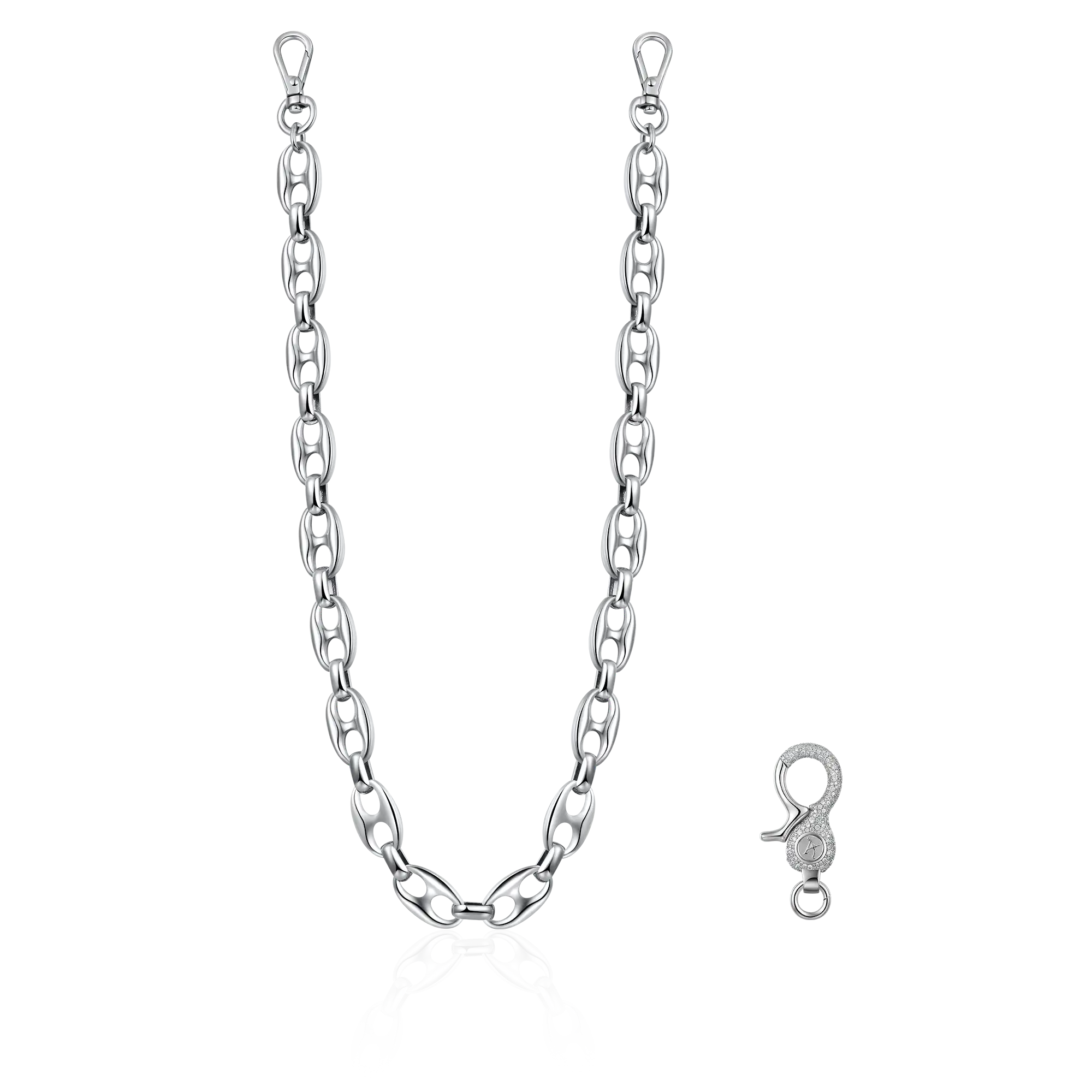 18K White Gold G-Link Wallet Chain - Pants Chain | Key Chain