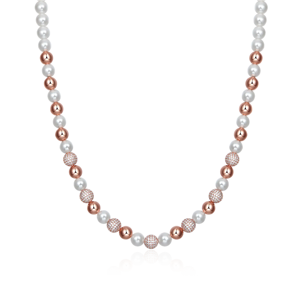 18K White Gold Moissanite Trove Orbit Pearl Chain & Wallet Chain
