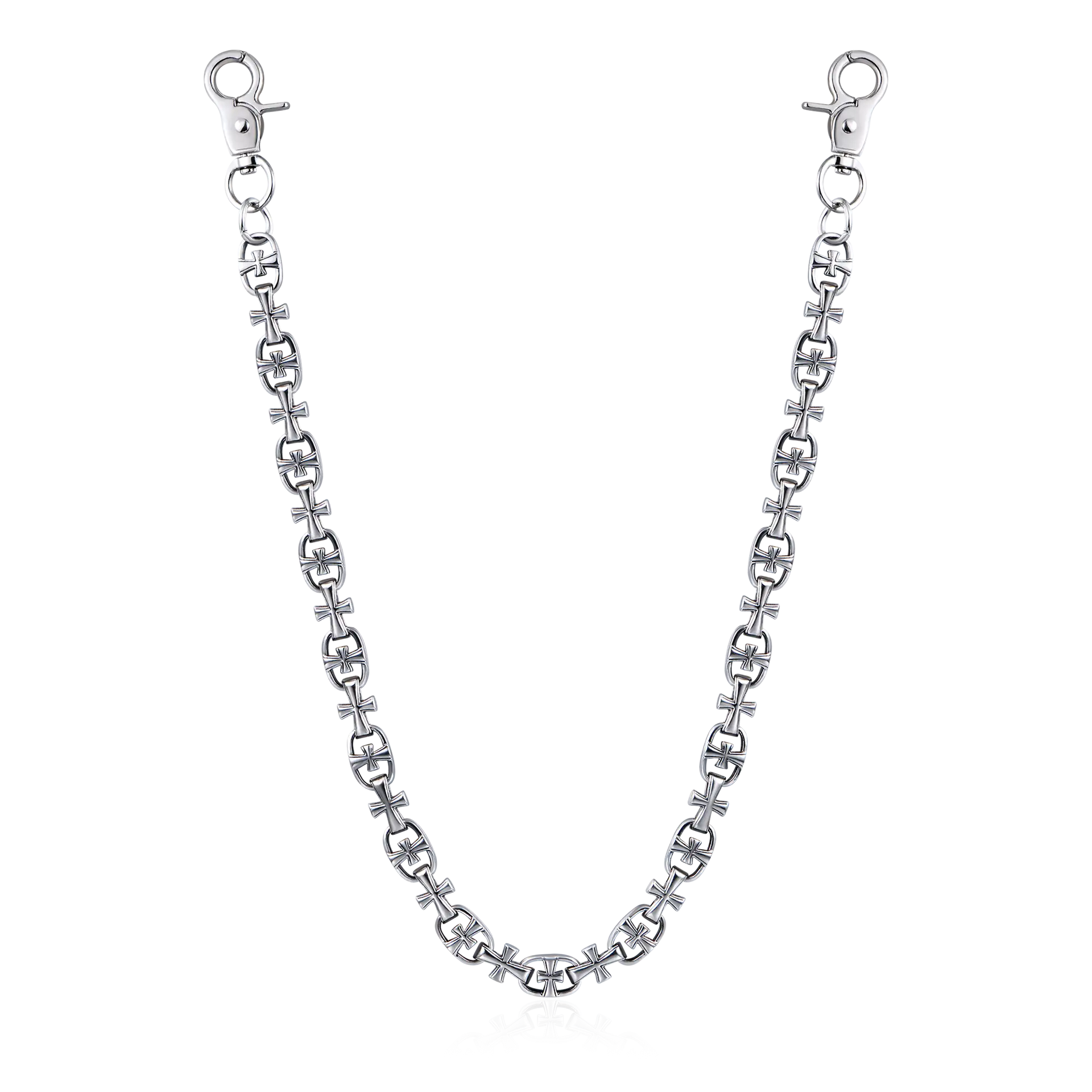 18K White Crusader Link Chain & Wallet Chain - Pants Chain | Key