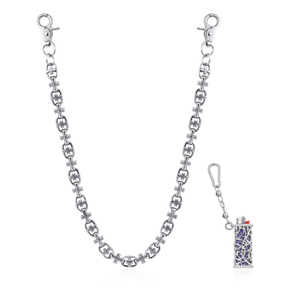 18K White Crusader Link Chain & Wallet Chain - Pants Chain