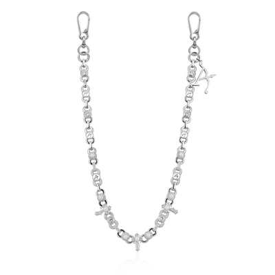18K White Gold Infinity Cross Wallet Chain - Pants Chain | Key