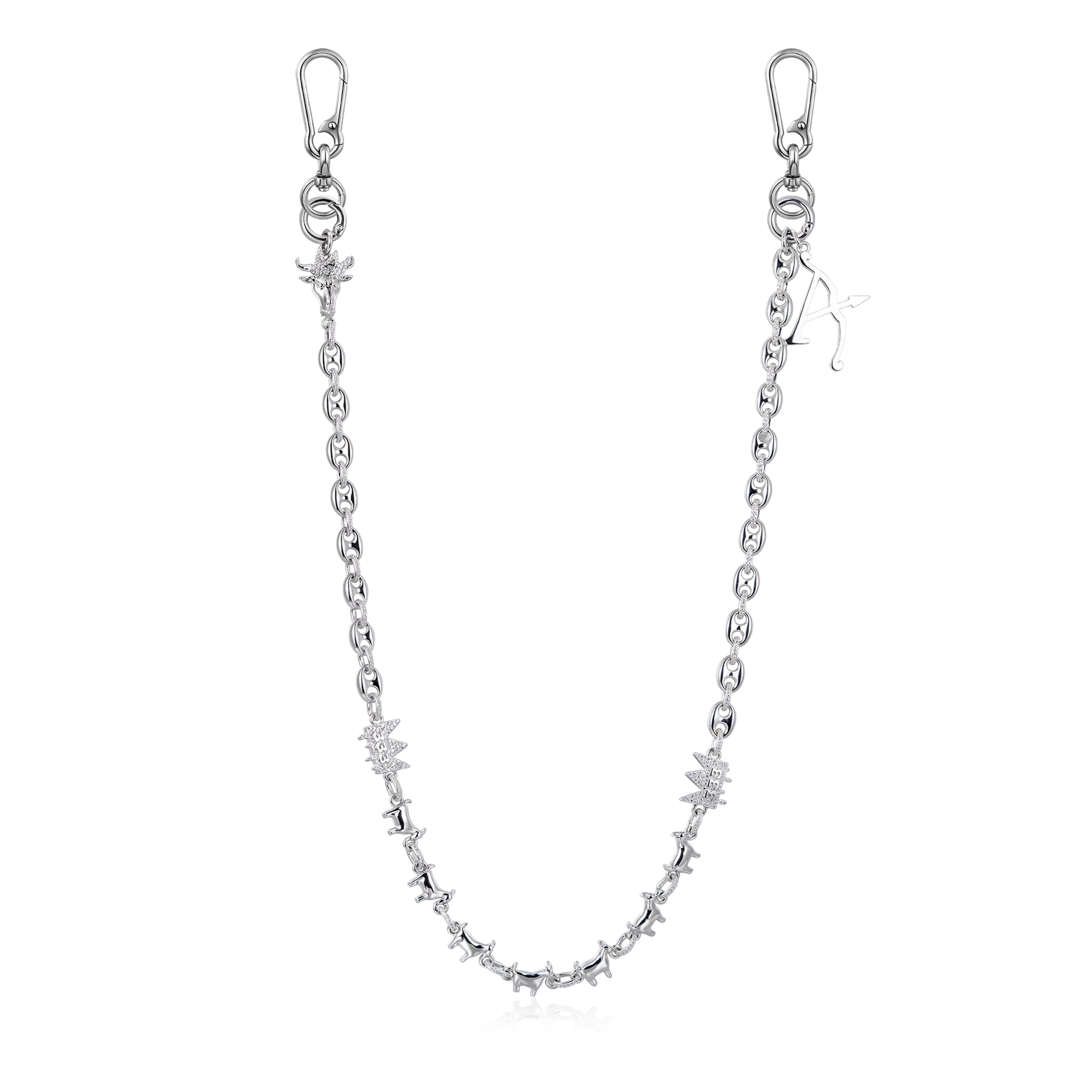 18K White Gold Mighty G.O.A.T. Wallet Chain - Pants Chain | Key