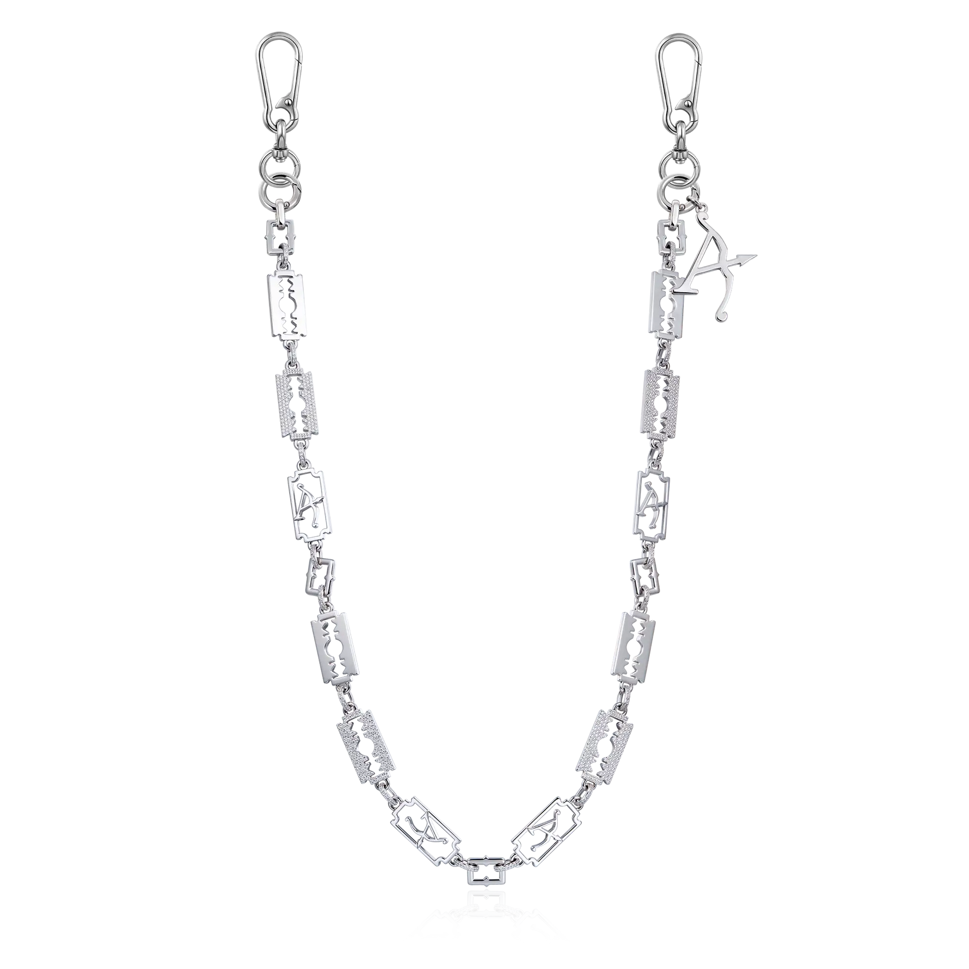 18K White Gold Sharp Razor Wallet Chain - Pants Chain | Key Chain