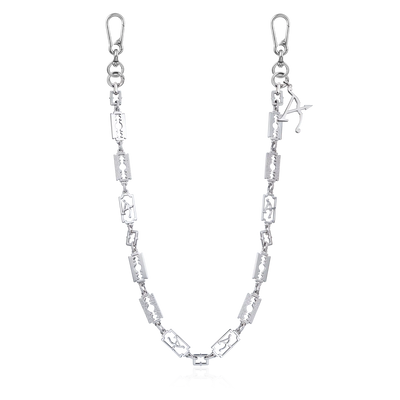 18K White Gold Sharp Razor Wallet Chain - Pants Chain | Key Chain