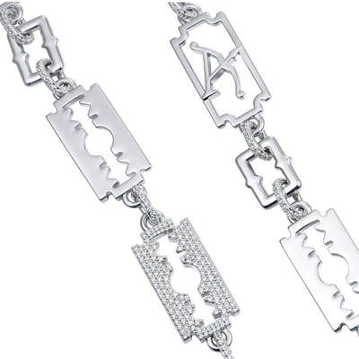 18K White Gold Sharp Razor Wallet Chain - Pants Chain | Key Chain