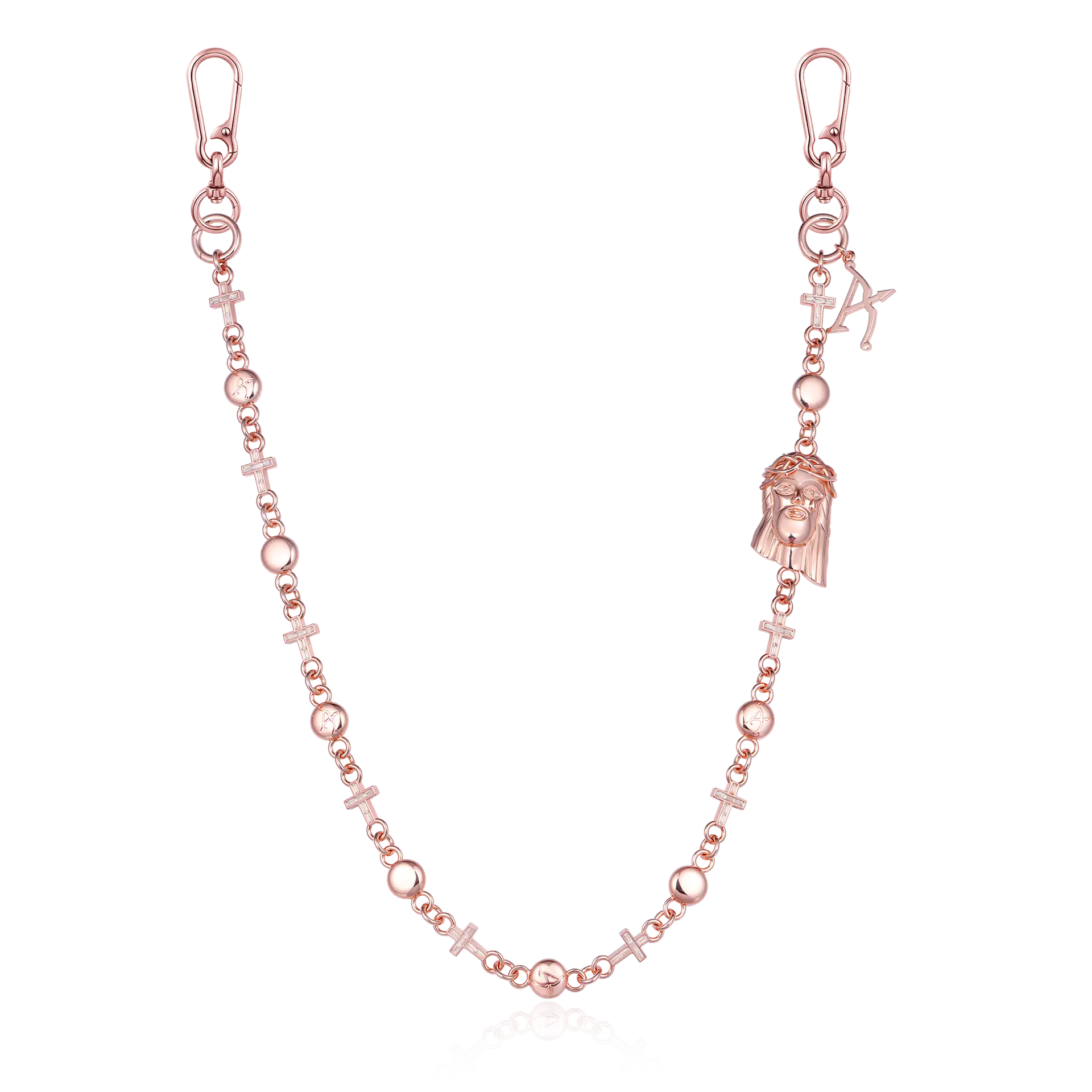 18K White Gold Jesus Cross Wallet Chain - Pants Chain|Key Chain
