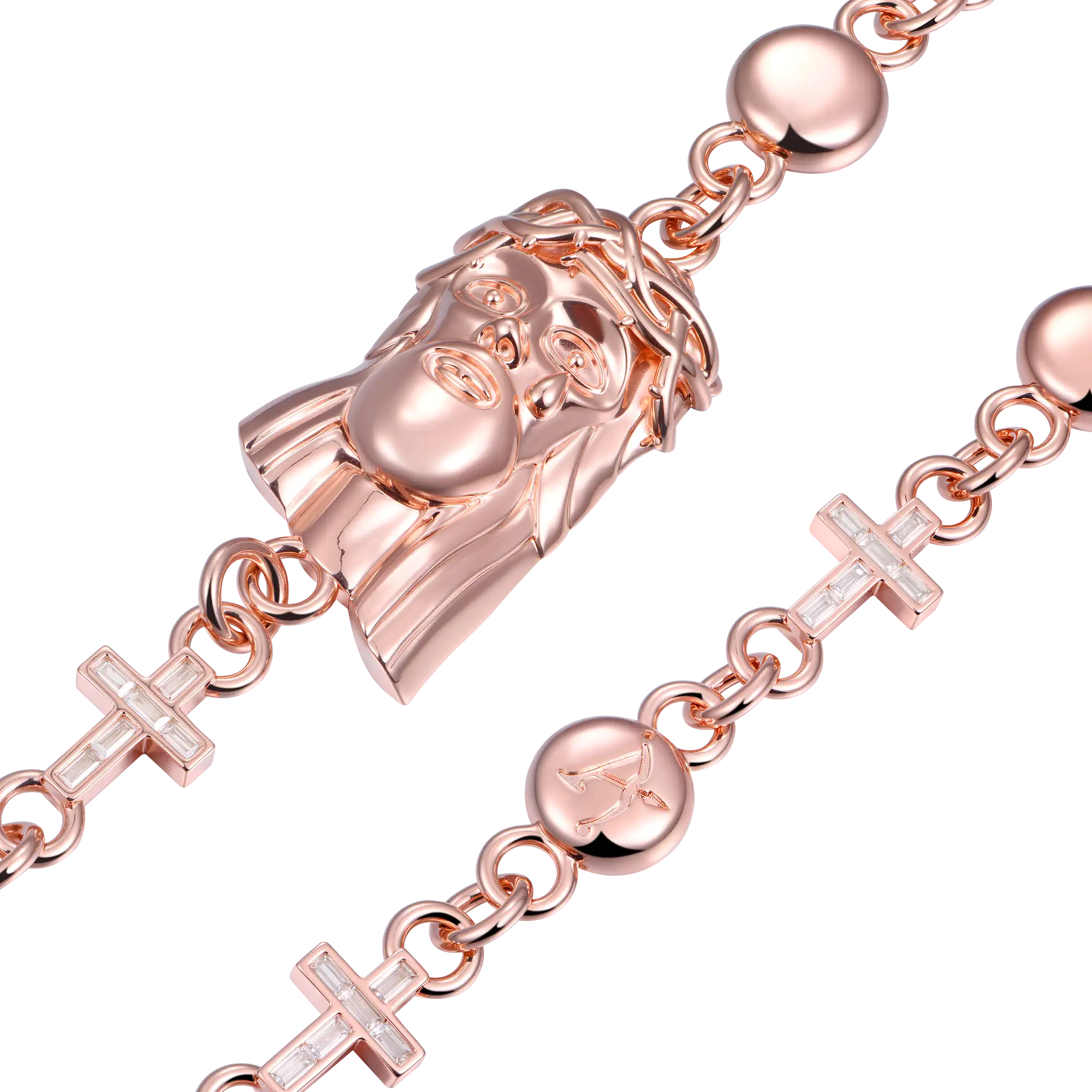 Jesus Cross Wallet Chain - Rose Gold