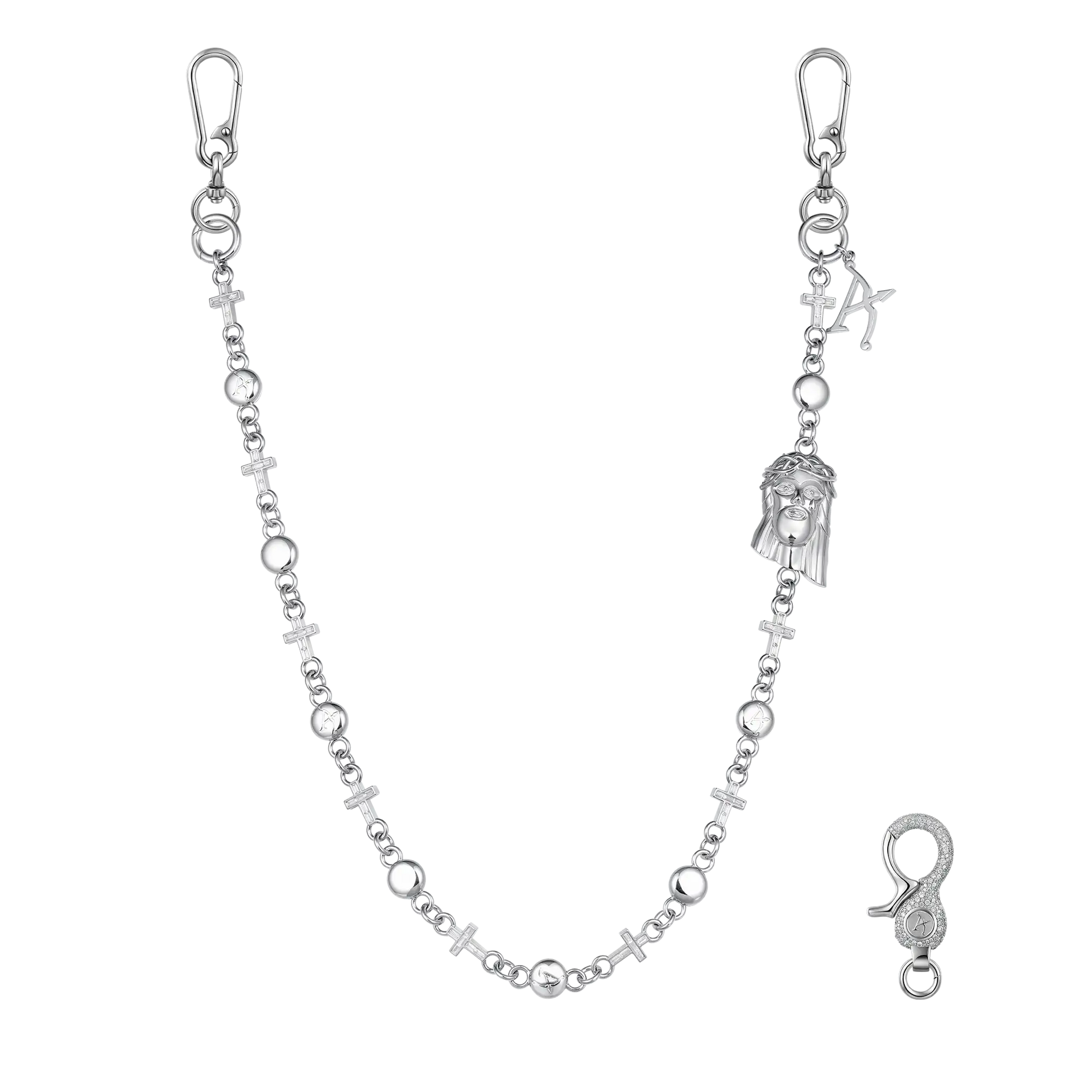 小物 aoud by Gabriele Pasini wallet chain 18K White Gold Jesus Cross Wallet Chain - Pants Chain|Key Chain