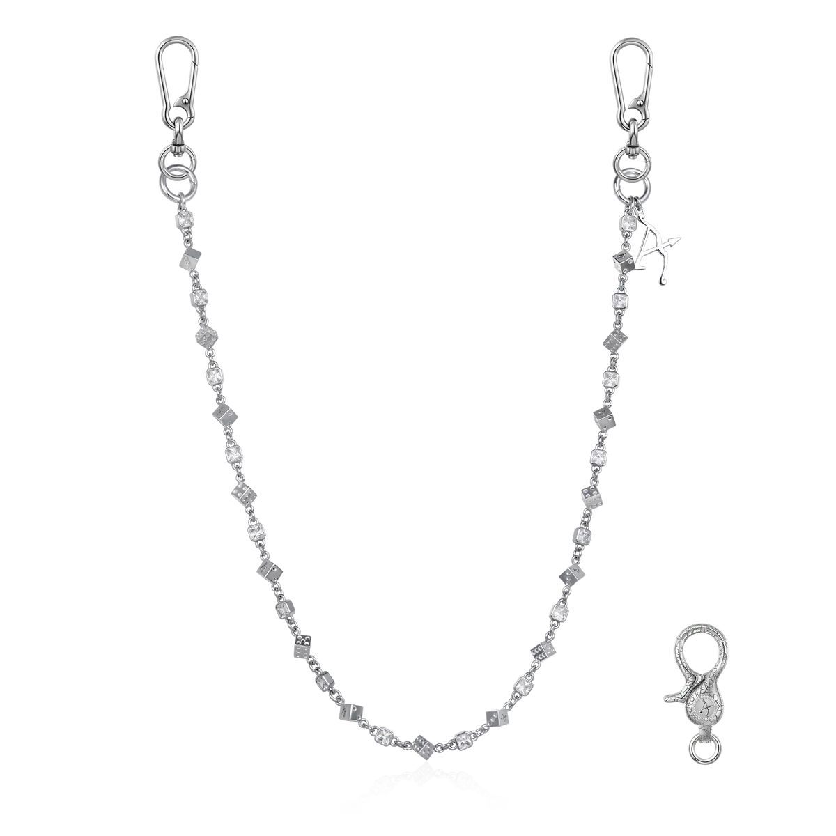 18K White Gold Icon Dice Wallet Chainn - Pants Chain|Key Chain