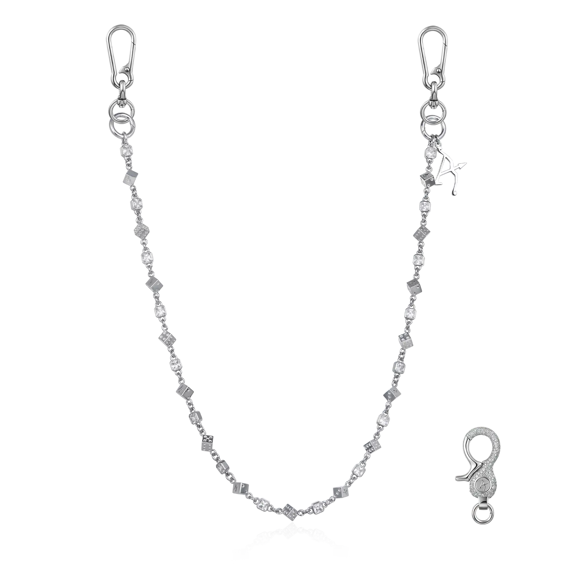 18K White Gold Icon Dice Wallet Chainn - Pants Chain|Key