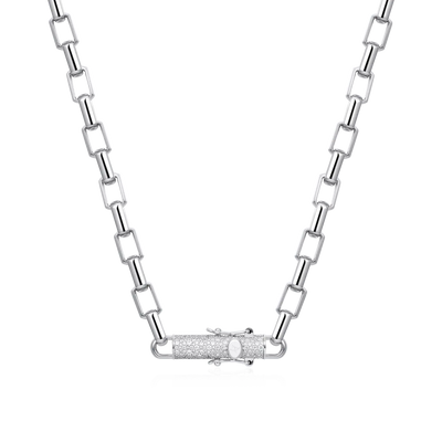 Paper Clip Chain With Iced Round Cut Clasp - 8mm