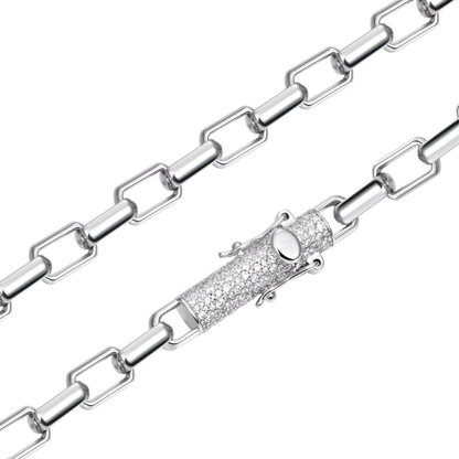 Paper Clip Chain With Iced Round Cut Clasp - 8mm