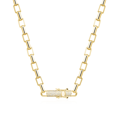 Paper Clip Chain With Iced Round Cut Clasp - 8mm