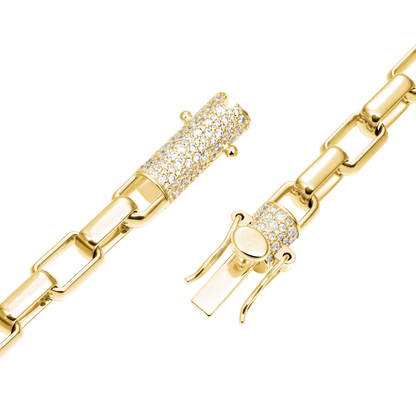 Paper Clip Chain With Iced Round Cut Clasp - 8mm