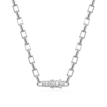 Paper Clip Chain With Iced Marquise & Pear Cut Clasp - 8mm