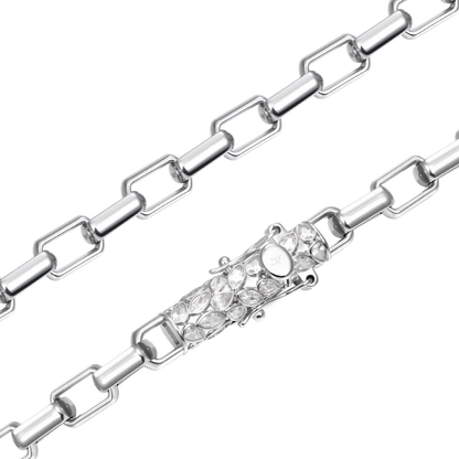 Paper Clip Chain With Iced Marquise & Pear Cut Clasp - 8mm