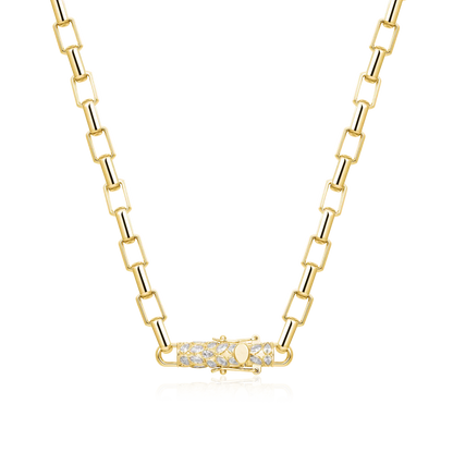 Paper Clip Chain With Iced Marquise & Pear Cut Clasp - 8mm