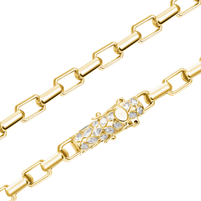 Paper Clip Chain With Iced Marquise & Pear Cut Clasp - 8mm