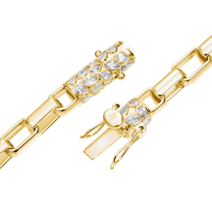 Paper Clip Chain With Iced Marquise & Pear Cut Clasp - 8mm