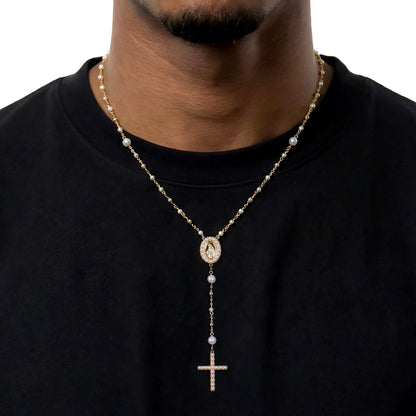 Pure Pearl Virgin Mary Rosary Necklace