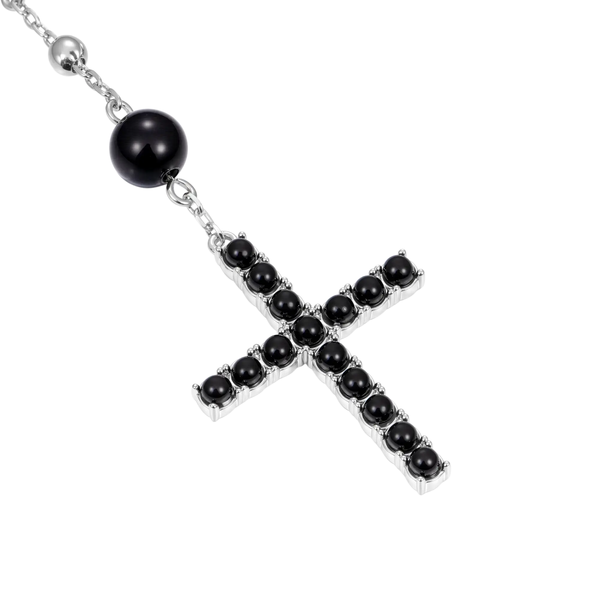 Midnight Pearl Virgin Mary Rosary Necklace