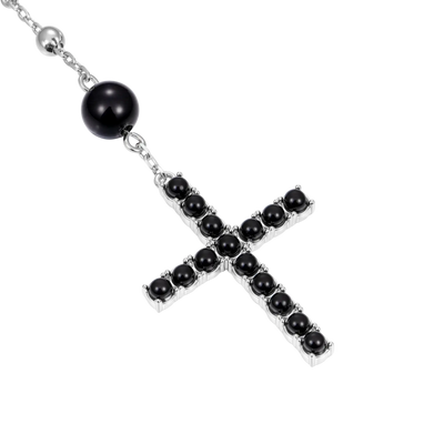 Midnight Pearl Virgin Mary Rosary Necklace