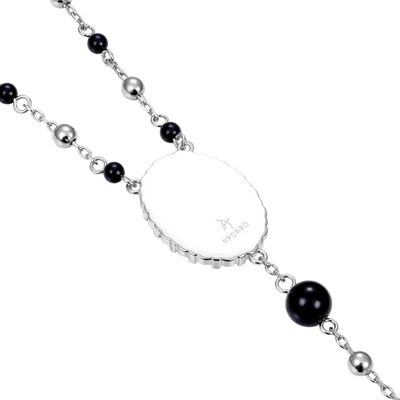 Midnight Pearl Virgin Mary Rosary Necklace
