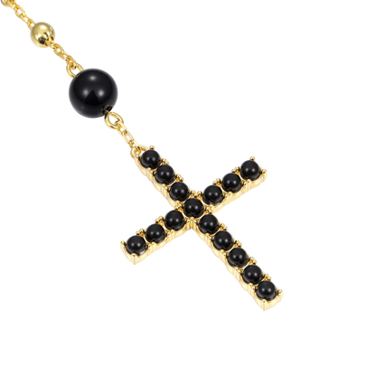 Midnight Pearl Virgin Mary Rosary Necklace