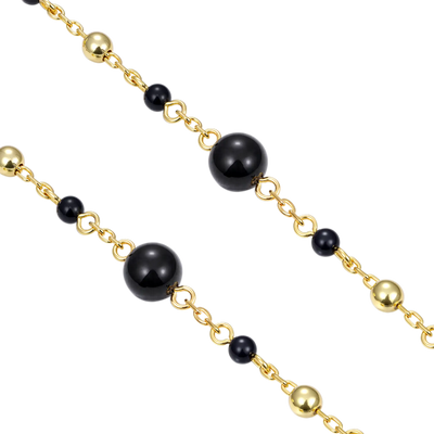 Midnight Pearl Virgin Mary Rosary Necklace