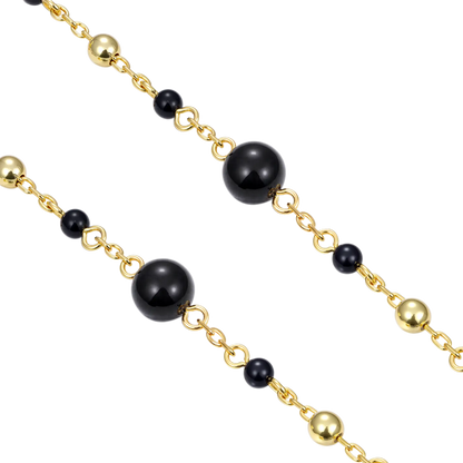 Midnight Pearl Virgin Mary Rosary Necklace