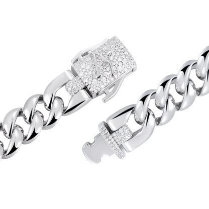 Plain Gold Cuban Link Chain With Moissanite Clasp - 12mm