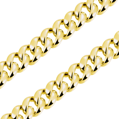 Plain Gold Cuban Link Chain With Moissanite Clasp - 12mm