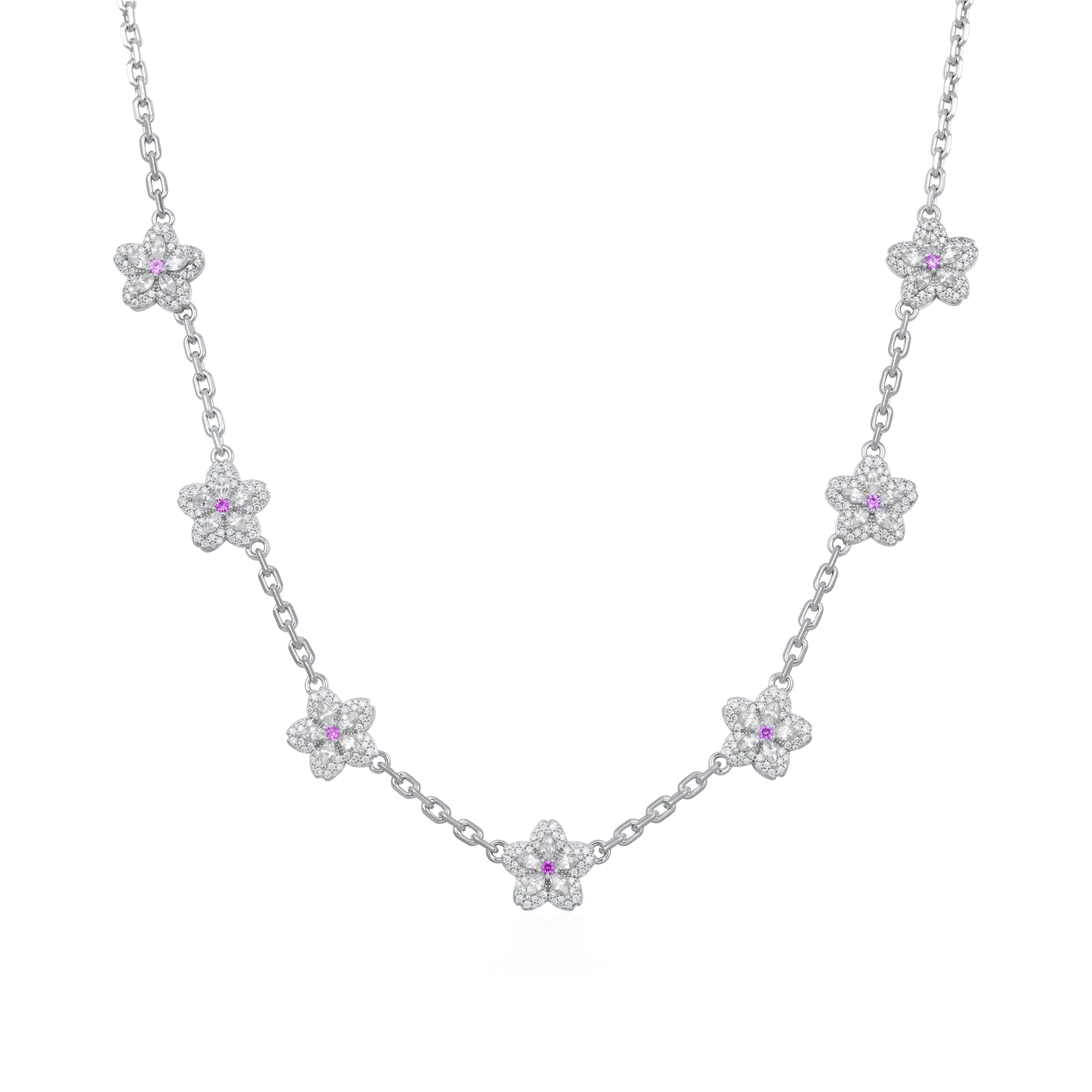 Cherry Blossom Pendant Necklace 18K White Gold – APORRO