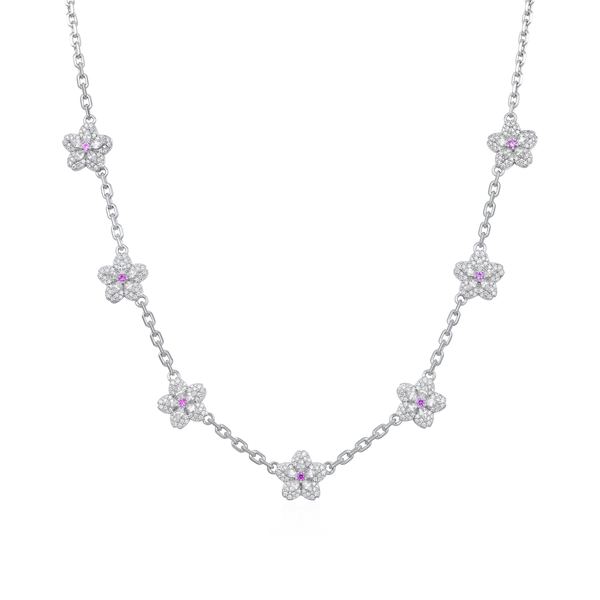 アクセサリー minami jewelry O-020 Cherry Blossom Pendant Necklace 18K White Gold – APORRO
