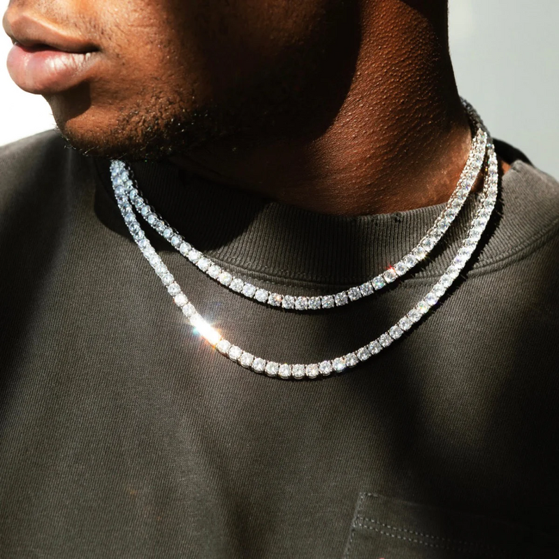 5mm Iced Out Tennis Chain - 14K & White Gold Moissanite Choker - APORRO