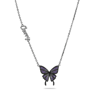 Custom Moissanite Purple Butterfly Necklace
