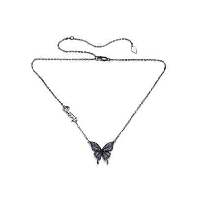 Custom Moissanite Purple Butterfly Necklace