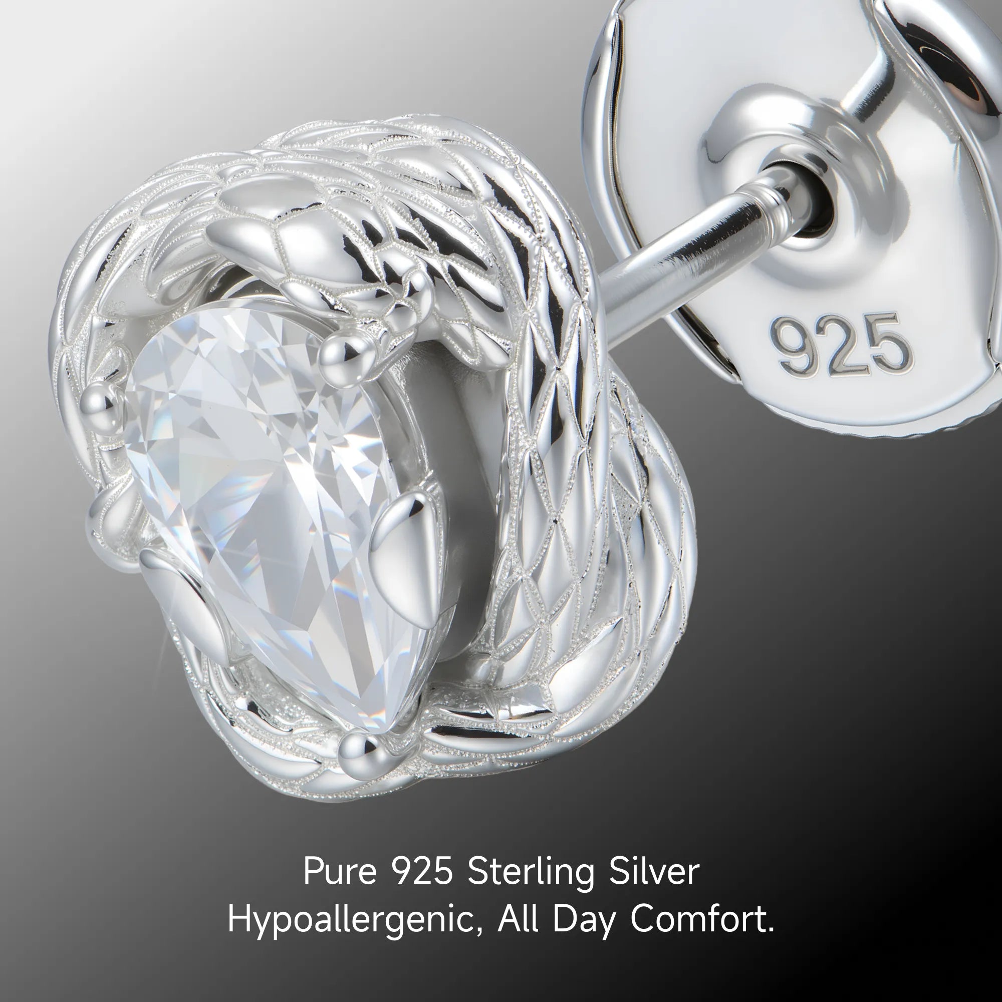 Moissanite Coiled Snake Stud Earrings
