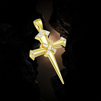 Moissanite Sacred Mercy Nail Cross Pendant