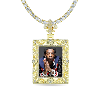 Custom Greek Pattern Vintage Rectangular Photo Pendant