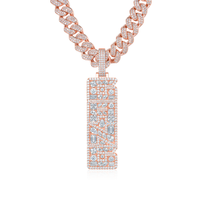 Custom Iced Mix-cut Vertical Pendant - Width - 21mm