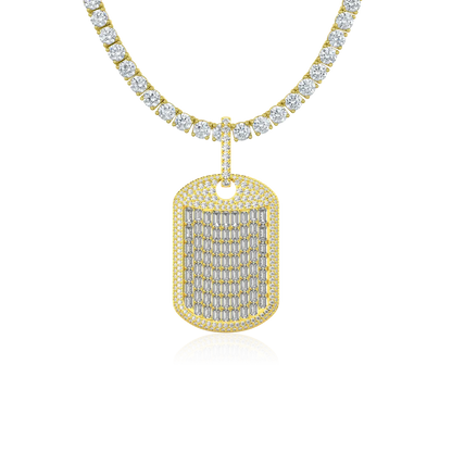 Custom Iced Out Baguette Cut Dog Tag Pendant