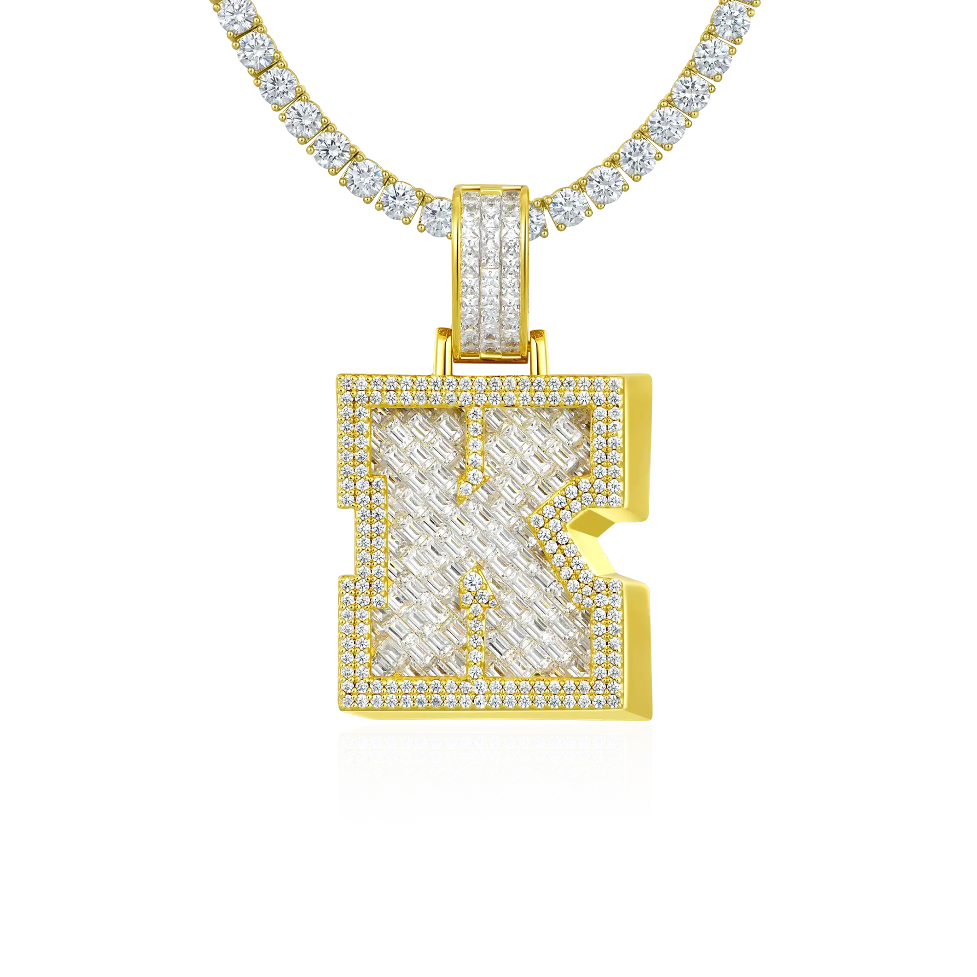 Custom Invisible Setting Letter Pendant - Yellow Gold – APORRO
