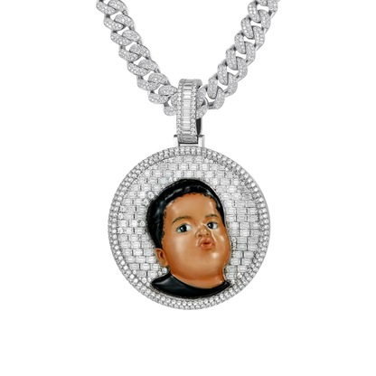 Custom Moissanite 3D Enamel Round Pendant