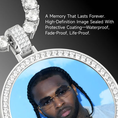 Custom Moissanite 46MM Photo Necklace Pendant