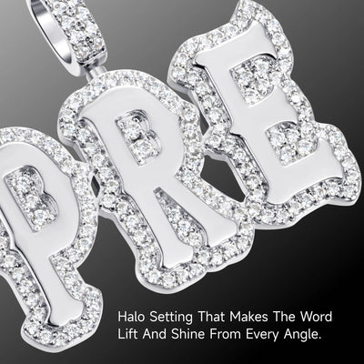 Custom Mini Moissanite Bosox Font Pendant