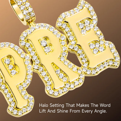 Custom Mini Moissanite Bosox Font Pendant