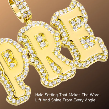 Custom Moissanite Bosox Font Pendant - 15mm Height