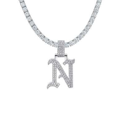 Custom Moissanite Old English Name Pendant