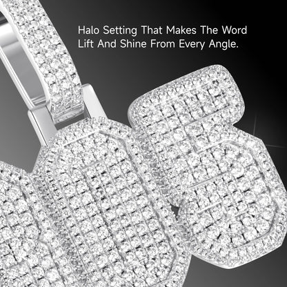 Custom Moissanite University Font Letter/Number Name Pendant